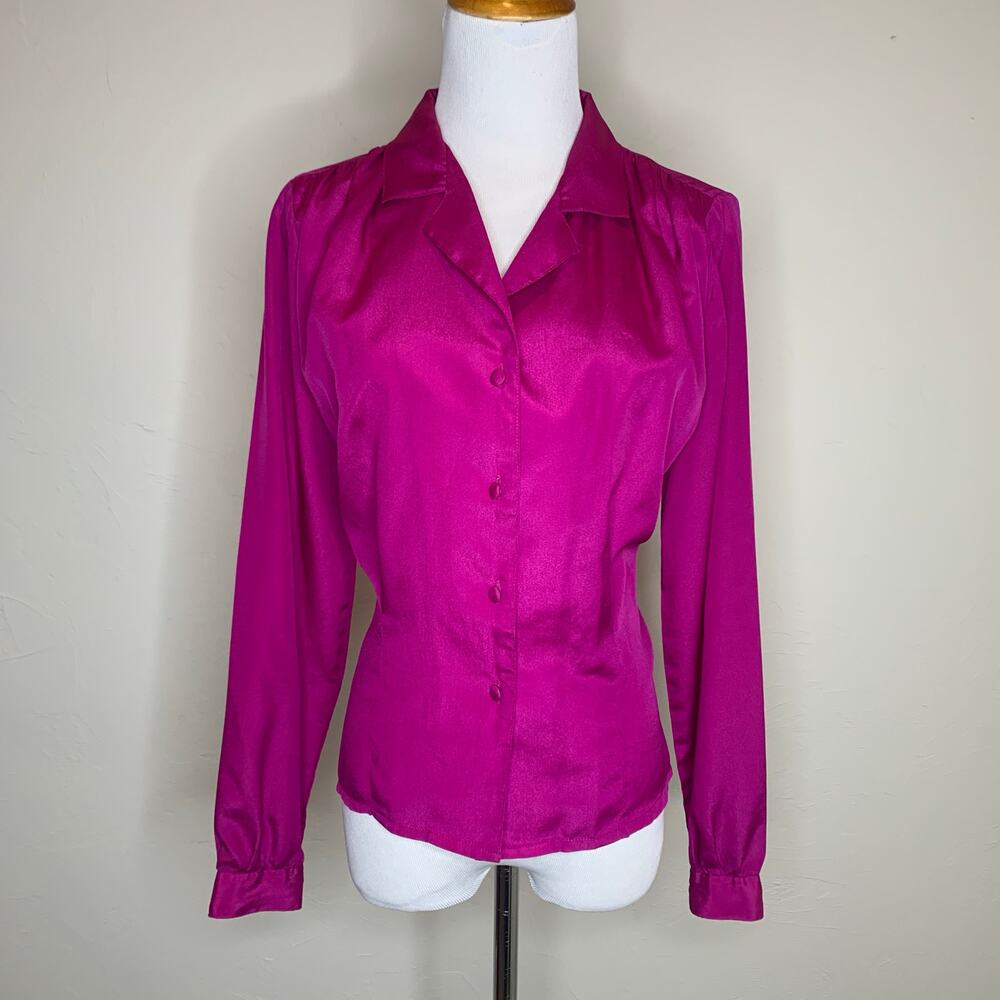 Vintage Fuchsia Pink Chaus Ireland Blouse Sz Small